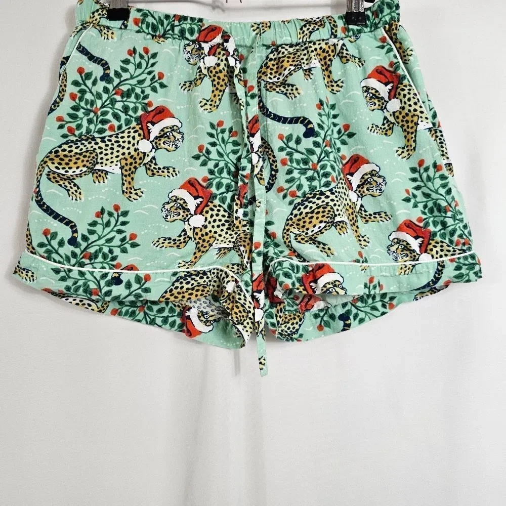 Printfresh Holly Jolly Bagheera Shorts Sleep Set in Green - Size XS